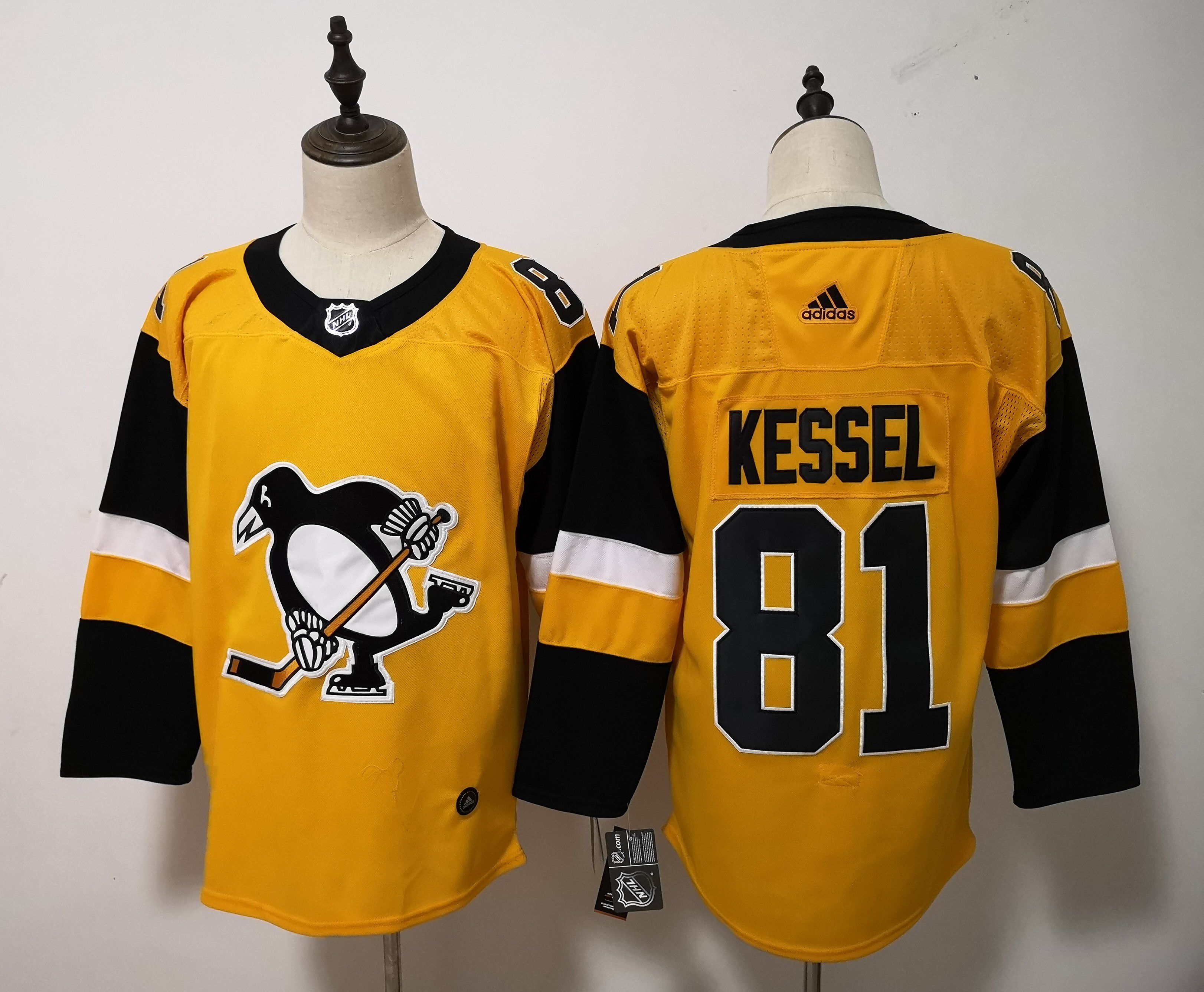 Men Pittsburgh Penguins 81 Kessel Yellow Adidas Alternate Authentic Stitched NHL Jersey